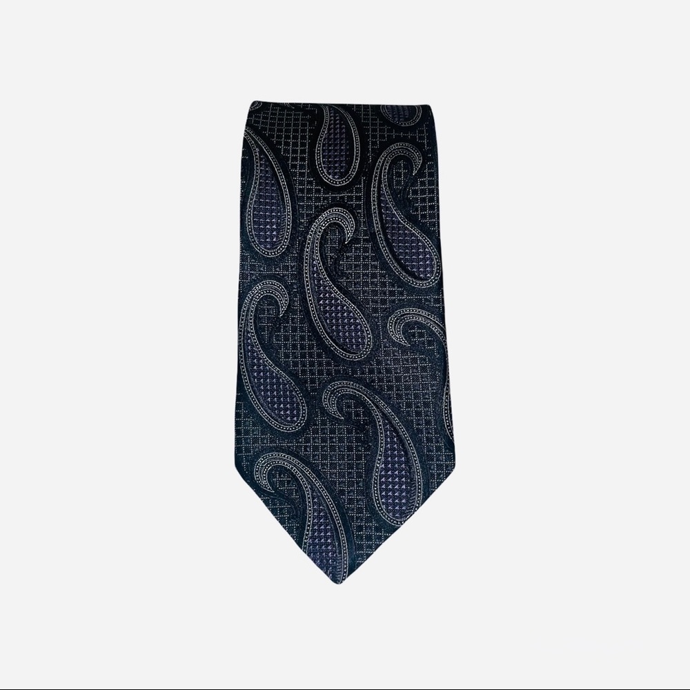 John W. Nordstrom Silk Tie Black Grey Paisley